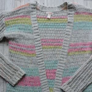 Cat & Jack Stripe Knit Cardigan Crochet Cover Up Girls Size XL 14/16